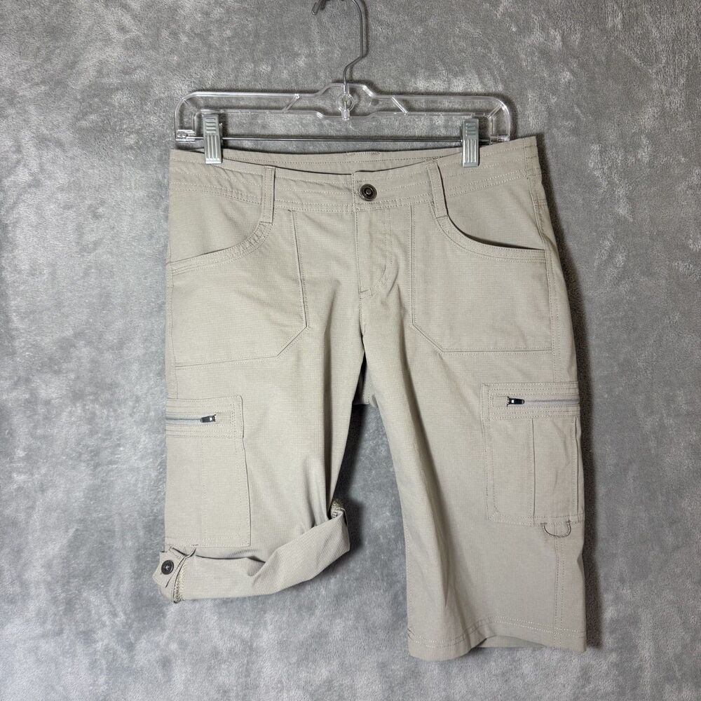 Kuhl Women Shorts 4 Horizn Beige Cargo Snap Roll Up Stretch Ripstop 6304 Hike